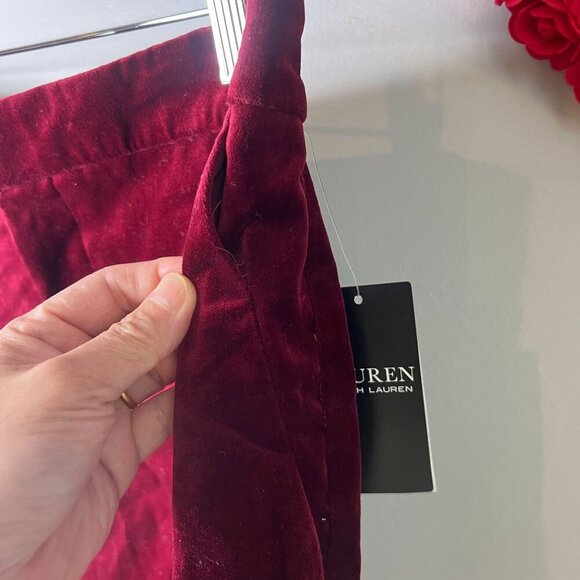 Lauren Ralph Lauren Womens BLACK LABEL Velvet Pencil Miniskirt Sz 8 Red - Picture 4 of 9